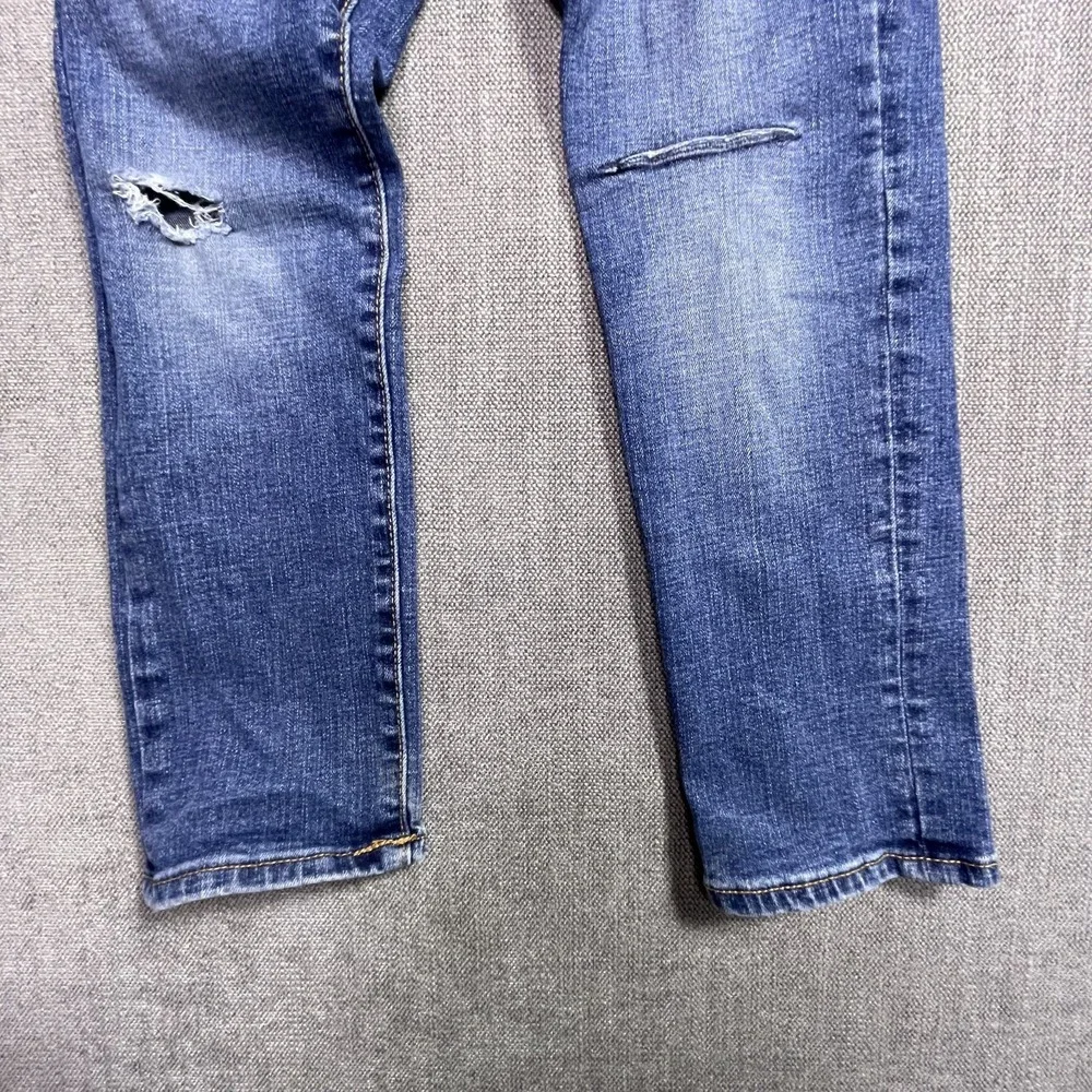 Old Navy Karate Slim Straight Jeans Boys 12 Blue Denim Medium Wash Distressed